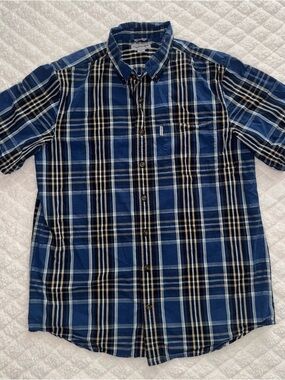 Men's Carhartt Blue Plaid Short-Sleeve Button-Up Shirt